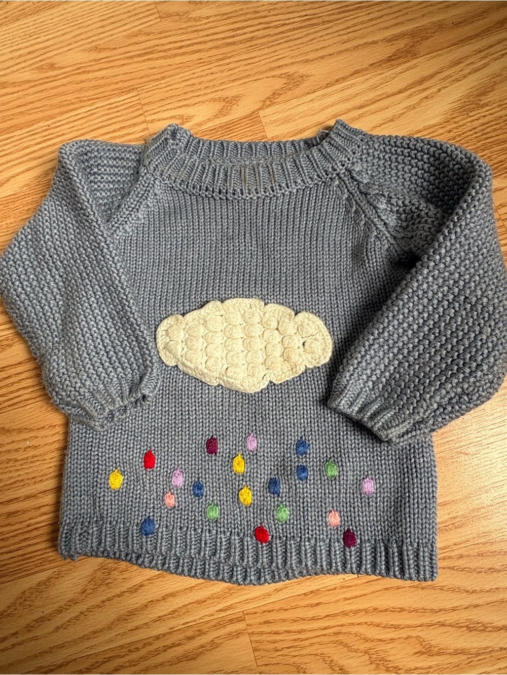 Handknit Rainbow Rain Cloud unisex sweater